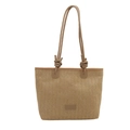 Sommer-Stofftasche mit Fischgrätenmuster und verknoteten Kunstleder-Schultergurten - Khaki