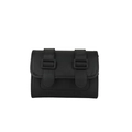 Matte black minimalist crossbody mini bag with retro buckle straps and flap cover - Black