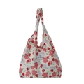 Canvas draagtas met bloemenprint, EMIS-logo en lavendelpatroon op witte achtergrond - Off-White Rood Paars Bloemen (Stijl 1)