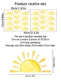Detailed sheet showing watercolor sun wall decals with size dimensions in centimeters - Sun Pattern Style (MS8514-NH)