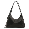 Modische schwarze Schultertasche mit Schleife, geprägten Buchstaben und Kettenriemen - Schwarz Klein