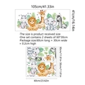 Details van de jungle dieren muursticker set met leeuw en olifant afmetingen - Cartoon Dier Stijl (MS6273-ZY/60x30cm*2 Vellen)