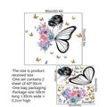 Sticker mural autocollant papillon et fleurs avec silhouette de fille, 85x75cm - Citation Florale Fille Papillon (MS247-YW) / 30*60cm*2 Feuilles