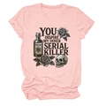 Close-up of vintage skull and rose graphic print on soft pink cotton t-shirt fabric - S / Pink