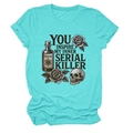 Flat lay of teal cotton T-shirt featuring vintage skull and rose graphic print - S / Deep Water Blue