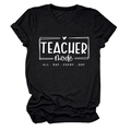 Detail of the knit texture and printed teacher mode graphic on a black crewneck shirt - Black (White Font)