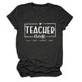 Women's dark grey Teacher Mode t-shirt with heart graphic and casual round neck - Heather Gray (White Font)