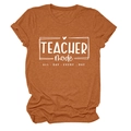 Close-up of rolled sleeve detail and white teacher mode print on orange heather t-shirt - Burnt Orange (White Font)