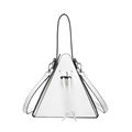 Moderne weiße Dreiecks-Handtasche mit minimalistischem Design und schwarzer Kantenakzenten - Weiß