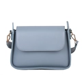 Vintage light blue baguette bag for women with minimalist flap design and gold hardware - Blue