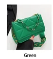 Green crossbody bag with geometric triangle quilting and matching resin chain strap - Green