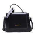 Sac bandoulière vintage noir chic avec poignée et finitions dorées en cuir mat élégant - Noir