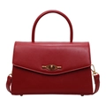 Minimalistische rode leren handtas met gouden metalen slot en afneembare schouderriem - Rood