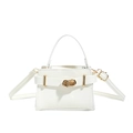 Mini borsa bianca in pelle testurizzata con fibbia dorata e tracolla rimovibile - Bianco