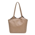 Minimalistische gewebte Damen-Tragetasche in Khaki mit strukturierten PU-Schultergurten - Khaki