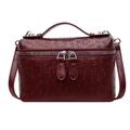 Elegante borsa a mano rosso vino con trama struzzo, manico superiore e doppia cerniera - Rosso