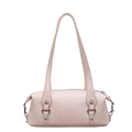 Bolso de hombro rosa loto en cuero sintético con detalles metálicos plateados - Rosa