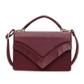 Elegante borsa quadrata rosso scuro con nappina a frange a V e dettagli dorati - 21*6*14 / Borgogna