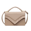 Borsa a mano chic beige con trama litchi e decorazione elegante con frange a forma di V - 21*6*14 / Cachi