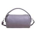 Lavender lychee textured cylinder handbag with leather top handle and shoulder strap - Purple