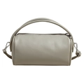 Chic cylindrical lychee texture handbag in light sage green with adjustable shoulder strap - Green