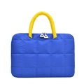 Borsa trapuntata blu per laptop 14 pollici con manici gialli e doppia zip - Grande / Blu
