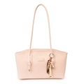Bolso tote minimalista rosa claro con colgante de cuentas y correas delgadas - Rosa