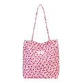 Sac fourre-tout à fleurs roses avec imprimé glace et texture toile pour usage quotidien - Rose