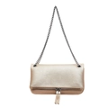 Borsa quadrata oro champagne con trama a grana di litchi e doppio dettaglio zip - Oro