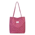 Sac fourre-tout à fleurs roses pour femmes avec texture plissée et motif floral chic - Rose Rouge