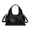 Sac nuage en cuir noir avec texture grainée et bandoulière réglable chic - Noir