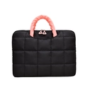 Borsa porta PC trapuntata nera con manici rosa arricciati e chiusure a zip contrastanti - Nero Grande
