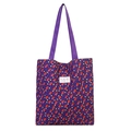 Borsa tote trapuntata viola con motivo a orsetto e grande capacità per studentesse - Viola