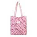 Borsa tote in tela rosa con motivo a ghiaccioli e pois e etichetta bianca del marchio - Rosa