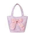Sac fourre-tout en toile lavande avec étoiles argentées et un grand nœud en satin rose - Avec Pendentif / Violet