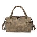 Vintage olivgrüne matte Tragetasche mit verstellbarem Schultergurt und zwei Tragegriffen - Beige