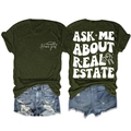 Vue avant et arrière du T-shirt vert olive avec imprimés graphiques immobilier - Vert Armée (Impression Blanche)