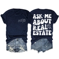 Détail d'un t-shirt en coton bleu marine avec imprimé immobilier et short en jean - Bleu Marine (Imprimé Blanc)