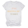Detail of white cotton T-shirt featuring It's A Beautiful Day To Dance colorful print - White