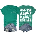 Vue détaillée avant et arrière du t-shirt vert thématique de l'immobilier - Vert Foncé (Impression Blanche)