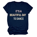 Detail of rolled sleeves and pink slogan print on navy blue cotton t-shirt - Navy Blue