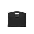 Bolso de mano minimalista en cuero negro con patrón de lichi y cierre de botón a presión - Negro