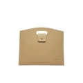 Funda minimalista de cuero granulado beige para portátil con cierre de presión y asa - Caqui