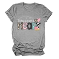 Detail of Teaching is a work of Heart graphic print with leopard pattern on grey t-shirt - S / Dark Grey (White Text)