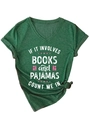 Detail of V-neck dark green T-shirt with rolled sleeves and a knotted hem design - S / Vintage Green (White Print)