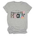 Close-up of Teaching is a work of Heart artistic print on grey cotton t-shirt - Light Grey (Black Text)