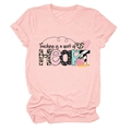 Detail of pink crew neck t-shirt featuring teaching is a work of heart graphic print - Pink (Black Text)