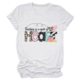 Detail of the heart-themed teaching print on a white cotton crew neck T-shirt - White (Black Text)