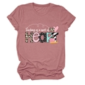 Detail of Teaching is a work of HEART print on dusty rose crew neck t-shirt - Rose Gold (White Text)