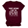 Detail view of burgundy round neck T-shirt with white humor quote on cotton fabric - Wine Red (White Text)